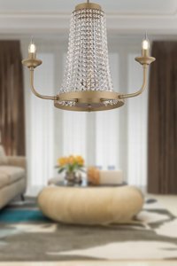 Apliqa Brandy Tekli Beyaz Kristal Taşlı Eskitme Metal Salon-Oturma Odası Avize