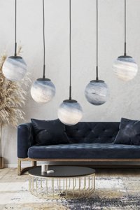 Apliqa Ecvet 6'lı Sarı Sarkıt Modern Metal Salon-Oturma Odası Avize