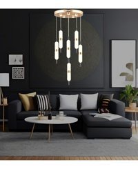 Lucea Berceto 3'lü Bej Sarkıt Modern Alüminyum Salon-Oturma Odası Avize