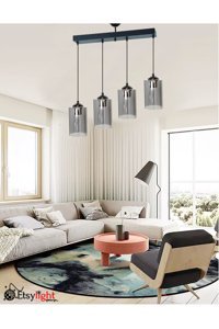Vk Home Aydınlatma Tekli Siyah Sarkıt Modern Krom Salon-Oturma Odası Avize