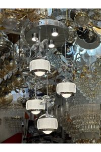 Asli Aydınlatma 4'lü Gümüş Ledli Modern Plastik Salon-Oturma Odası Avize