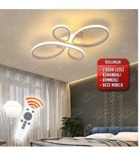 Ransom Yonca Tekli Gümüş Ledli Modern Alüminyum Salon-Oturma Odası Avize