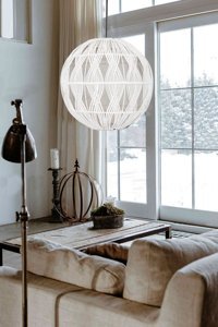 Luna Lighting 4458-84 Tekli Bej Rattan Rustik Bambu Salon-Oturma Odası Avize