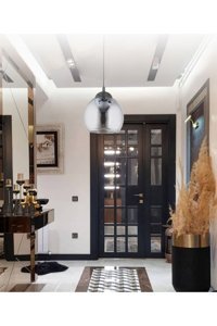 Alvina Aydınlatma Buse 2'li Siyah Sarkıt Modern Cam Salon-Oturma Odası Avize