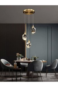 Tt Aydınlatma Tt005-Ldtpl-Kr Tekli Bej Ledli Modern Alüminyum Salon-Oturma Odası Avize