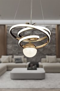 Apliqa 8'li Beyaz Cam Modern Metal Salon-Oturma Odası Avize