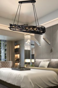 Apliqa 7'li Bej Kristal Taşlı Modern Metal Salon-Oturma Odası Avize