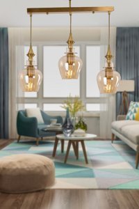 Apliqa 10'lu Sarı Sarkıt Modern Metal Salon-Oturma Odası Avize