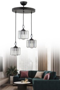 Homing Ayd-1023 Tekli Bej Sarkıt Klasik Kumaş Salon-Oturma Odası Avize