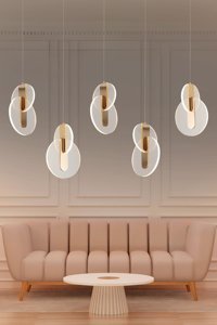 Apliqa Meyo 5'li Altın Küre Modern Metal Salon-Oturma Odası Avize