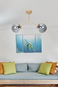 Eys Aydınlatma 2'li Siyah Sarkıt Modern Cam Salon-Oturma Odası Avize