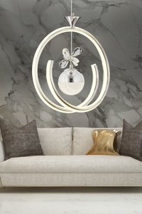 Apliqa Diandra Tekli Altın Ledli Modern Metal Salon-Oturma Odası Avize