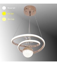 Harnelli Crystal 3'lü Gri Kristal Taşlı Modern Alüminyum Salon-Oturma Odası Avize