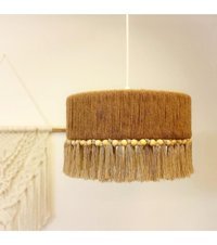 Reyo Nilüfer Tekli Bej Modern Bambu Salon Avize