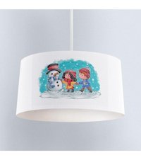Bambaşka Moda Bmav-036 Tekli Çok Renkli Resimli Modern Kumaş Bebek-Çocuk Odası Avize