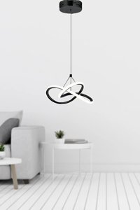 Abajur Evim Harmoni Tekli Siyah Metal Modern Alüminyum Salon-Oturma Odası Avize