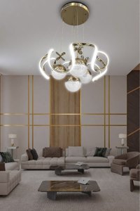 Ladco Aydınlatma A-5130-6G Tekli Altın Ledli Modern Alüminyum Salon-Oturma Odası Avize