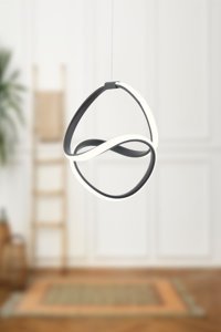 Dede Tekli Siyah Sarkıt Modern Cam Salon-Oturma Odası Avize