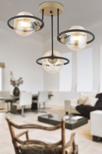 Apliqa Bade 3'lü Bej Sarkıt Modern Metal Salon-Oturma Odası Avize