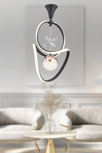 Apliqa Tekli Haki Modern Hasır Salon-Oturma Odası Avize