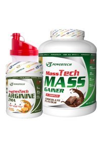 Powertech Çikolata Aromalı 30 Servis Kas Yapıcı Gainer 3600 gr Toz + Arjinin Zma Portakal Aromalı 71 Servis