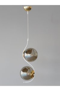Luna Lighting 4738-1A-10 Supa Tekli Pembe Küre Modern Metal Salon-Oturma Odası Avize