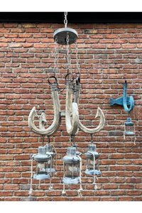 Alli Home Tekli Bej Sarkıt Modern Ahşap Bahçe Avize