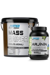 Protein Zamanı Çikolata Aromalı 60 Servis Kas Yapıcı Gainer 6000 gr Toz + L-Arjinin 480 gr