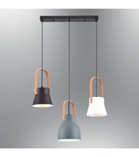 Lit Dizayn 3'lü Krem-Beyaz Silindir Modern Kumaş Salon-Oturma Odası Avize