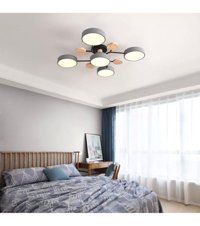 Rmdshop Alya 3'lü Kahverengi Kumandalı plafonyer Modern Ahşap Salon-Oturma Odası Avize
