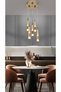 Luna Lighting 5'li Altın Sarkıt Modern Metal Salon-Oturma Odası Avize