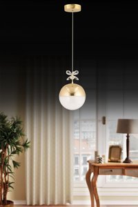 Naturel Lighting Balle Tekli Pembe Sarkıt Modern Halat Salon-Oturma Odası Avize