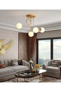 Lumenistanbul Azra Tekli Kahverengi Sarkıt Modern Hasır Salon-Oturma Odası Avize