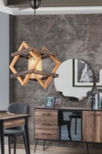 Begüsa No:6 Tekli Kahverengi Sarkıt Modern Ahşap Salon-Oturma Odası Avize