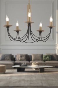 Apliqa Jean 6'lı Bej Metal Modern Krom Salon-Oturma Odası Avize