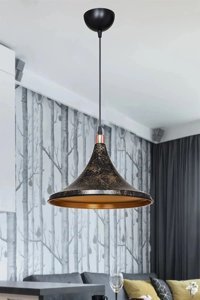 Etsylight Ametist Dizilone 3'lü Siyah Sarkıt Modern Metal Mutfak Avize