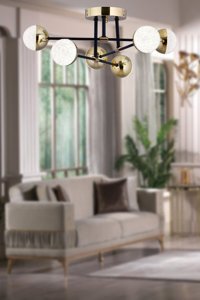 Sanctum 3'lü Altın Sarkıt Modern Alüminyum Salon-Oturma Odası Avize