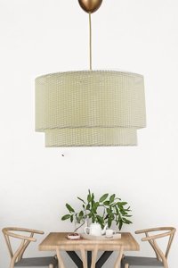 Vivido Abajur Tekli Beyaz Sarkıt Modern Kumaş Salon-Oturma Odası Avize