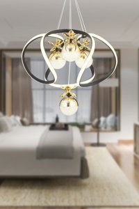Apliqa Azalea 6'lı Siyah Sarkıt Modern Metal Salon-Oturma Odası Avize