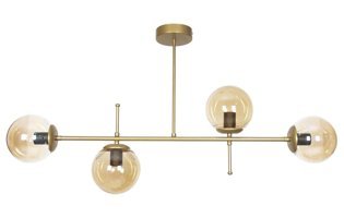Fer Avize 3'lü Bej Cam Modern Cam Salon-Oturma Odası Avize