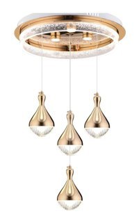 Buiva Tekli Altın Helezon Eskitme Metal Salon-Oturma Odası Avize