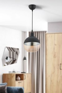 Kardelen Aydınlatma Avize Tekli Siyah Sarkıt Modern Cam Salon-Oturma Odası Avize