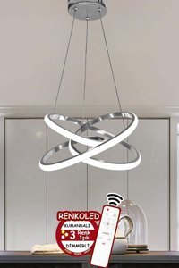 Pera 2'li Gri Ledli Modern Alüminyum Salon-Oturma Odası Avize