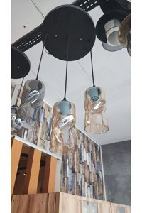 Luna Lighting 4'lü Bej Helezon Modern Krom Salon-Oturma Odası Avize