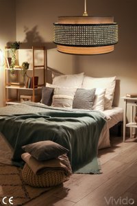 Ünal Aydınlatma Tekli Beyaz Sarkıt Modern Bambu Salon-Oturma Odası Avize