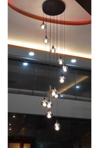 Begüsa No:3 Tekli Beyaz Sarkıt Modern Ahşap Salon-Oturma Odası Avize