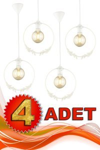 Begüsa 4'lü Sarı Küre Eskitme Metal Salon-Oturma Odası Avize