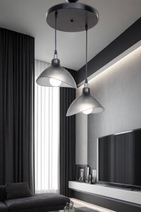 Vk Home Aydınlatma Tekli Siyah Halat Otantik Halat Salon-Oturma Odası Avize