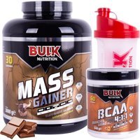 Bulk Nutrition Çikolata Aromalı 30 Servis Kilo Aldırıcı Gainer 3000 gr Toz + Bcaa Şeftali Aromalı 540 gr