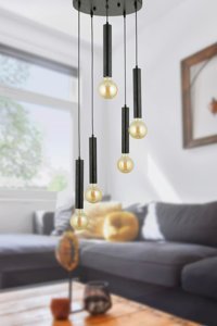 Apliqa Eldon 6'lı Altın Kristal Taşlı Modern Metal Salon-Oturma Odası Avize